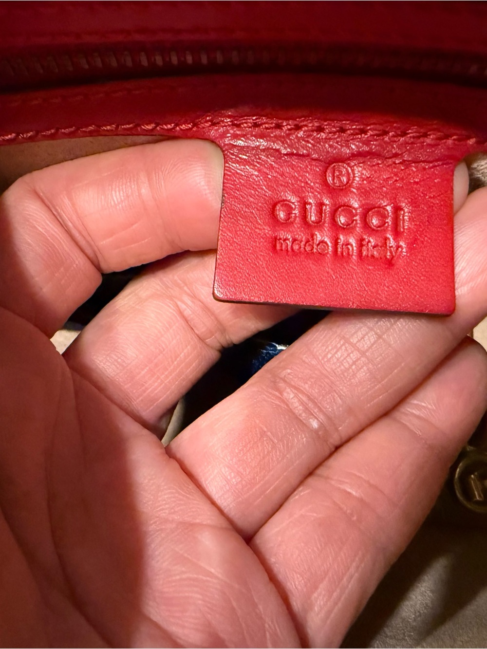Gucci Tricolor Leather Top Handle Bag with Bee Accent - Pink, White, Red, Navy - Picture 6 of 14